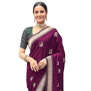 SIRIL Womens Vichitra Silk Embroidery Stone Work