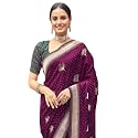 SIRIL Women39s Vichitra Silk Embroidery Stone Work