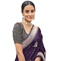 SIRIL Women39s Vichitra Silk Embroidery Stone Work