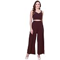 SIRIL Women Crepe Solid|Stylish|2 Piece Maxi Co-Ord Set|Top And Pant Set