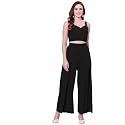 SIRIL Women Crepe Solid|Stylish|2 Piece Maxi Co-Ord Set|Top And Pant Set