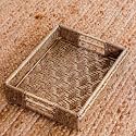 Sirohi Breakfast Jute Serving Tray | Bathroom Storage Basket | Brown and Gold | Dining Table Decorative Organizer Tray (15x12x3 inches)-Medium