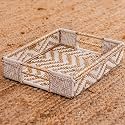 Sirohi Gold Serving Tray | Handwoven Decorative Organizer for Dining Table | Luxury Bathroom Storage Basket (15x12x3 inches)