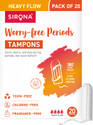 SIRONA FDA Approved Non Applicator Tampons for Heavy Flow Tampons (Pack of 20)
