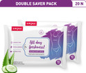 SIRONA pH Balanced Intimate Wet Wipes for Men & Women Intimate Wipes (20 Sheets, Pack of 2)