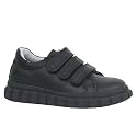SIRRI Boys Black Leather School Shoes, Formal Smart Back to School Trainers