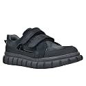 SIRRI Boys Black Leather School Shoes, Formal Smart Back to School Trainers