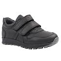 SIRRI Boys Black Leather School Shoes, Formal Smart Back to School Trainers