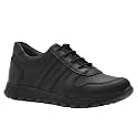 SIRRI Boys Black Leather School Shoes, Formal Smart Back to School Trainers