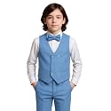 SIRRI Boys Textured Double-Breasted Vest Suit 5 PC Pageboy Outfit Ages 2-13