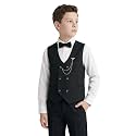 SIRRI Boys Textured Double-Breasted Vest Suit 5 PC Pageboy Outfit Ages 2-13