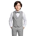 SIRRI Boys Textured Double-Breasted Vest Suit 5 PC Pageboy Outfit Ages 2-13