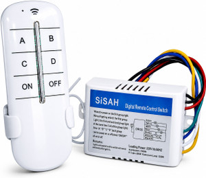 sisah 4 way wireless rf remote control switch for light  fan  220v  20-25 m range  10 a four way electrical switch pack of 1 number of switches - 4