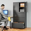 SISESOL 3 Drawer Lateral File Cabinet with Lock and Shelf,White Filing Storage Cabinet with Doors,Locking Metal Storage Cabinets with Drawers for Home,Office,Garage,School,Fit A4/Letter/Legal File