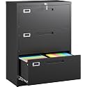 SISESOL 3 Drawer Lateral File Cabinet with Lock,Black Lateral Filing Cabinet,Horizontal Metal Filing Cabinets,Locked Wide Three Drawer File Cabinets for Office Home,Fit Letter/A4/F4/Legal File