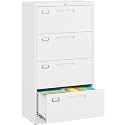 SISESOL 4 Drawer Lateral File Cabinet with Lock,White Lateral Filing Cabinet,Horizontal Metal Filing Cabinets,Locked Wide Four Drawer File Cabinets for Office Home,Fit Letter/A4/F4/Legal File