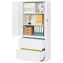 SISESOL Metal Storage Cabinet with Drawers,71" Tall Locking Steel Storage Cabinet with Doors and Shelves,White Metal File Cabinets for Home Office,Warehouse,Garage,School
