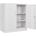 SISESOL White Metal Storage Cabinet with Doors and Shelves,36 inch Small Metal Cabinet with Lock,Short Garage Storage Cabinets,Locking Steel Cupboard for Home,Office,Kitchen,Garages