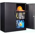 SISESOL 36 inch Metal Storage Cabinet with Doors and Shelves,Small Garage Storage Cabinet with Lock,Black Metal Cabinets with Locking Doors for Home,Office,Short Garage Cabinets