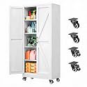 SISESOL Metal Storage Cabinet with Wheels,71 inch Tall Rolling Garage Storage Cabinet,Metal Cabinets with Wheels and Shelves, Deep Heavy Duty Tool Cabinet for Garage,Home,Office,Shop (White)