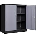 SISESOL Storage Cabinet with Doors and Shelves,36 inch Metal Storage Cabinet with Locking Doors,Small Metal Cabinets with Lock,Gray Garage Cupboard for Home Office,Garage,Shop