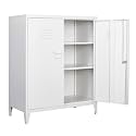 SISESOL White Metal Cabinet with Doors and Shelves,40" Metal Storage Cabinet with Lock Door Adjustable Shelf,File Cabinets for Home Office,School,Kitchen,Garage Storage Tool Cabinets