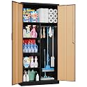 SISESOL Wide &amp; Deep Metal Storage Cabinet with Hanging Rod,Broom Closet Storage Cabinet with Lock,72" Tall Wardrobe Cabinets with Doors and Shelves,Locking Steel Tool Cabinets for Home,Office,Garage