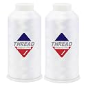 Sissewpro 40WT Machine Embroidery Thread 2 Big Spool (5,000M Each 10,000M Total) – 2 x White Polyester Embroidery Thread 120D/2 for Commercial &amp; Home Embroidery Machines