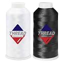 SissewPro 40WT Machine Embroidery Thread 2 Huge Spool (5,000M Each 10,000M Total) – White &amp; Black Polyester Embroidery Machine Thread 120D/2 for Commercial &amp; Home Machines