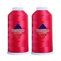 SissewPro 40WT Red Embroidery Thread 2 Big Spool (5,000M Each 10,000M Total) – 40WT Polyester Machine Embroidery Thread 120D/2 for Commercial &amp; Home Embroidery Machines