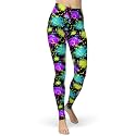 sissycos Women's 80s Leggings Neon Artistic Splash Printed Pants