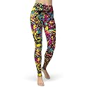 sissycos Women's 80s Leggings Neon Artistic Splash Printed Pants