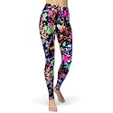 sissycos Women's 80s Leggings Neon Artistic Splash Printed Pants