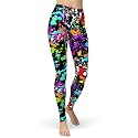 sissycos Women's 80s Leggings Neon Artistic Splash Printed Pants