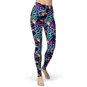 sissycos Women's 80s Leggings Neon Artistic Splash Printed Pants
