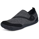 Sisttke Men's Women's Wide Diabetic Shoes Barefoot House Slippers Arthritis Edema Swollen Feet Adjustable Walking Shoes Closed Toe Lightweight Breathable with Arch Support for Indoor Outdoor Black