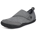 Sisttke Mens Barefoot House Slippers Womens Wide Diabetic Shoes Comfy Breathable Arthritis Edema Walking Sandals Non-Slip Orthopedic Adjustable Slip On Swollen Feet Indoor Shoes for Elderly Dark Grey
