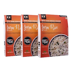 sita ram diwan chand ready to eat jeera rice 300 gram each  delicious spicy rice for busy foodies no preservatives no artificial flavors pack of 3