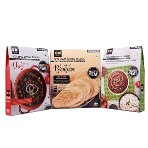 sita ram diwan chand ready to eat chole bhature  dal makhani amp riceinstant mealnatural ingredients vegetariantasty snacks pack of 3chole 300gmbhature 4 pcsdal makhani rice 380gm