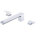 SITGES Minimalist Square-Shaped Bathtub Faucet,2-Handle Widespread Roman Tub Faucet with 11-Inch Spout Reach,High-Flow Deck Mount Bath Faucet Set,Valve Included,Chrome