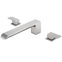 SITGES Minimalist Square-Shaped Bathtub Faucet,2-Handle Widespread Roman Tub Faucet with 11-Inch Spout Reach,High-Flow Deck Mount Bath Faucet Set,Valve Included,Brushed Nickel