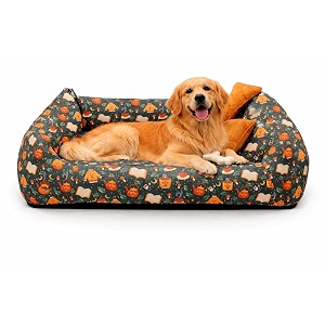 sitsnooze large dog bed 10 to 20kg for labrador golden retriever german shepherd - orthopedic washable sofa mattress luxury soft warm winter lounger cushion waterproof pet bed print 3 l
