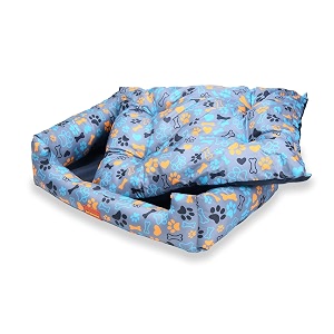sitsnooze plush lounger dog bed and cat bed amp furniture  orthopedic dog for sleeping  medium  water resistant indoor and outdoor lounger  colour bluesize  m