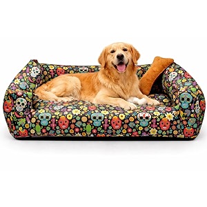 sitsnooze small dog bed up to 5kg for shih tzu pomeranian chihuahua puppies - plush soft washable bed orthopedic cushion indoor waterproof anti-slip bottom pet mattress print 5 s