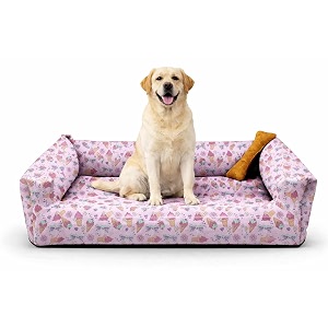 sitsnooze xl dog bed 20 to 30kg for labrador golden retriever husky - orthopedic sofa mattress washable heavy duty pet lounger cushion waterproof non-slip calming bed print 10 xl