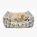 SITSNOOZE XXXL Dog Bed (45kg+) for Tibetan Mastiff, Saint Bernard, Bully Kutta - Giant Orthopedic Washable Mattress, Heavy Duty Calming Sofa Lounger, Waterproof Cushion (Multi White Printed, XXXL)