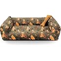 SITSNOOZE Plush Lounger Dog Bed and Cat Bed&amp; Furniture | Bed for Dogs &amp; Cats | Lounger Dog Bed | Water Resistant Indoor and Outdoor Winter Lounger Bed | Colour: Green Printed (Green, XL)