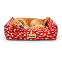 SITSNOOZE Medium Dog Bed (5 to 10kg) for Beagle, Pug, French Bulldog - Extra Soft Washable Lounger Cushion, Orthopedic Mattress, Waterproof Anti-Slip Base Luxury Cotton Pet Bed (Print 1, M)