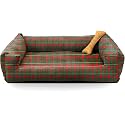 SITSNOOZE Rectangular Plush Lounger Dog and Cat Bed, Orthopedic Dog Bed for Sleeping, Water Resistant Indoor and Outdoor Pet Bed, Printed Washable Beds (Dark Green, M)