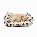 SITSNOOZE XL Dog Bed (20 to 30kg) for Labrador, Golden Retriever, Husky - Orthopedic Sofa Mattress, Washable Heavy Duty Pet Lounger Cushion, Waterproof Non-Slip Calming Bed (Beige Printed, XL)
